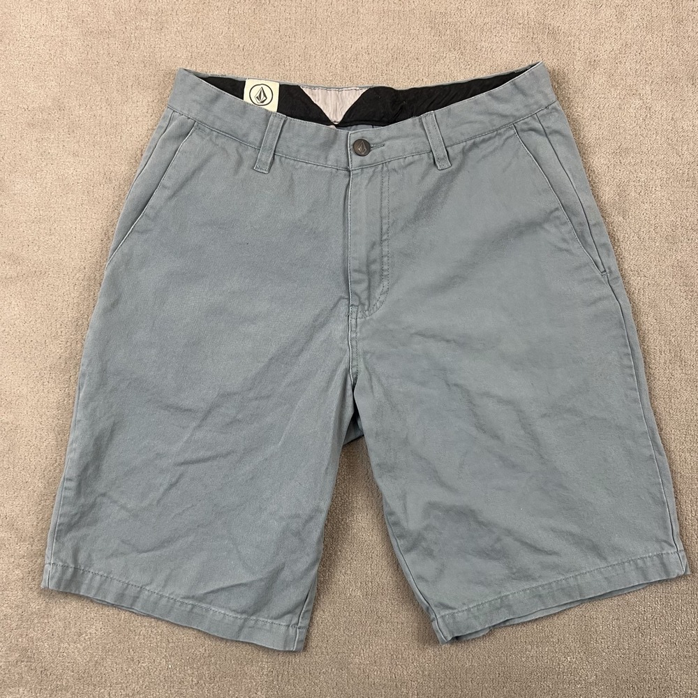 Volcom Frickin Washed Chino Shorts Mens 30 Blue Gray Cotton Twill Skate Casual